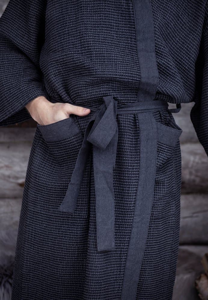 Baðsloppur svartur/grár L/XL
